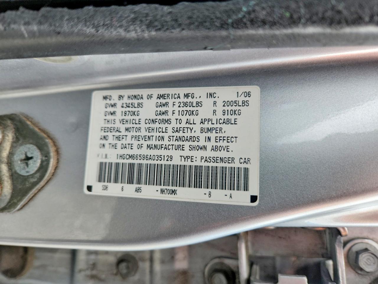 2006 HONDA ACCORD EX photo 34