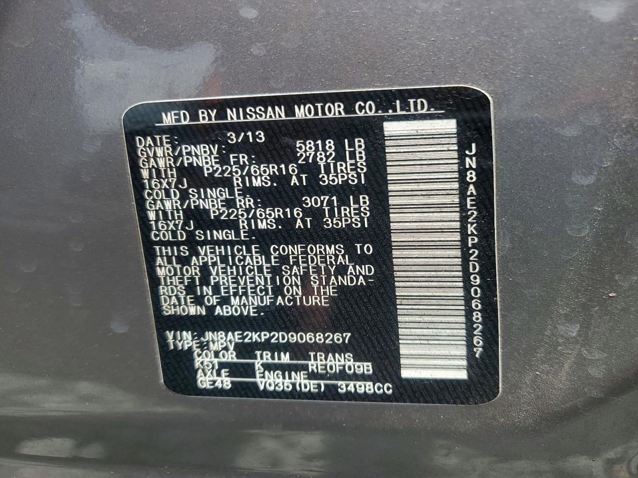 2013 NISSAN QUEST 3.5 S photo 27