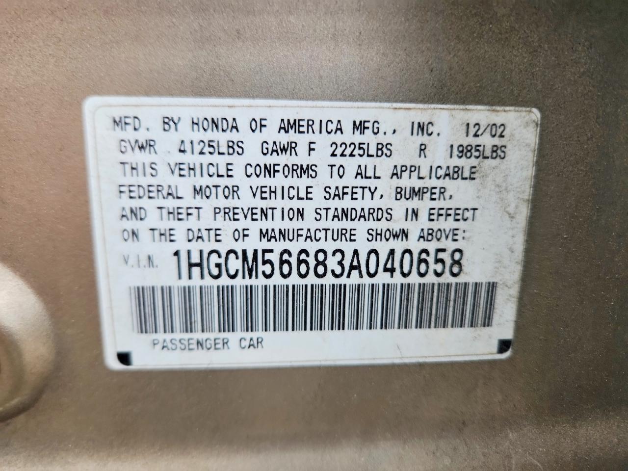 2003 HONDA ACCORD EX photo 34