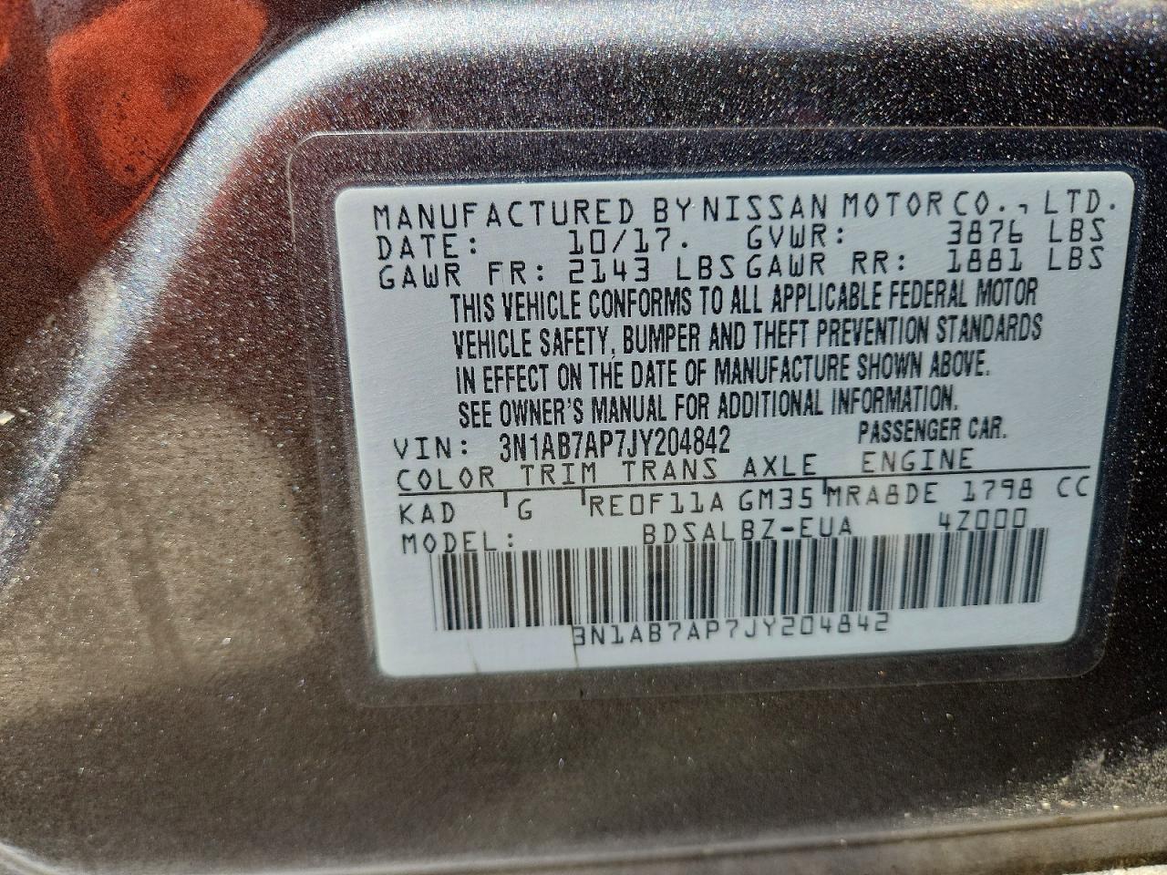 2018 NISSAN SENTRA S photo 37