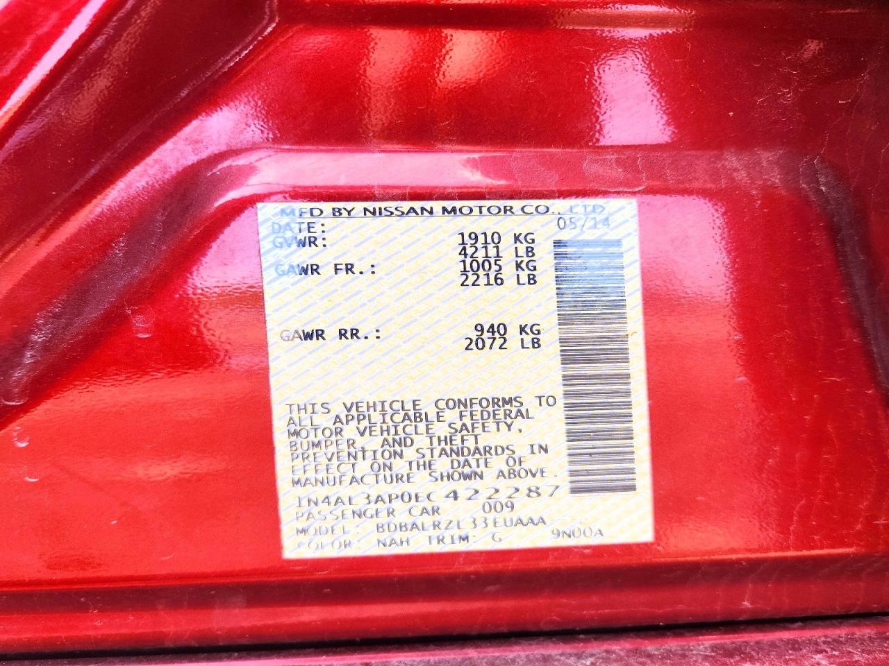 2014 NISSAN ALTIMA 2.5 photo 34