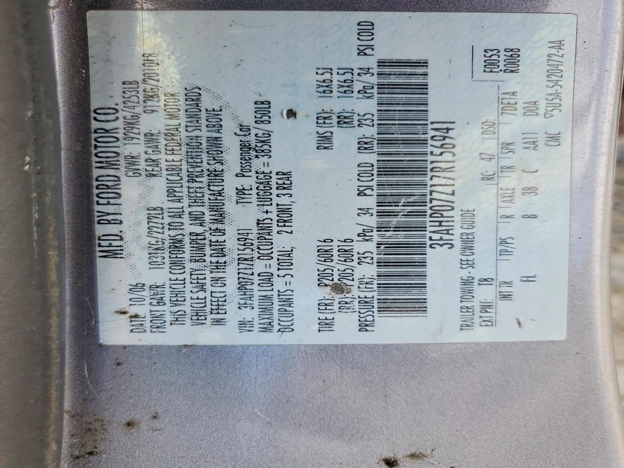 2007 FORD FUSION SE photo 23