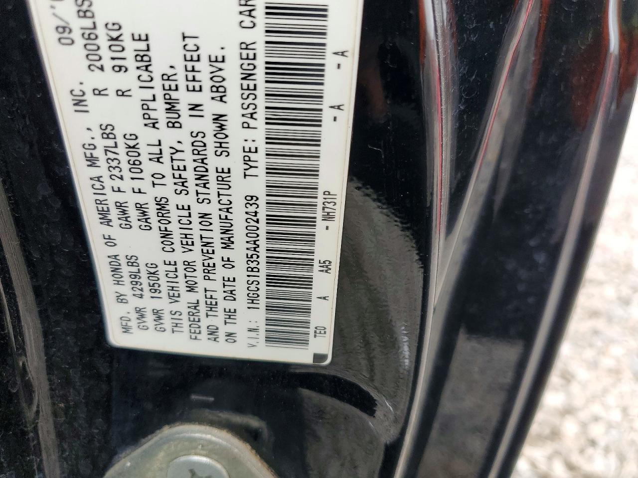 2010 HONDA ACCORD LX photo 23