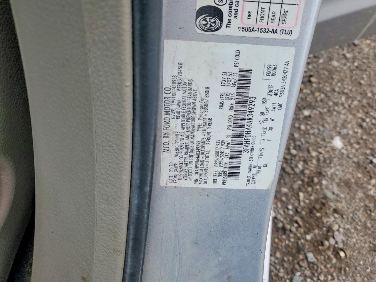 2010 FORD FUSION SE photo 12