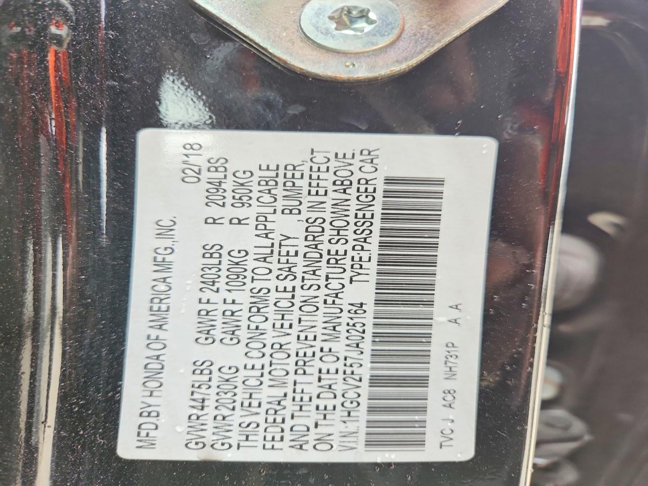 2018 HONDA ACCORD EXL photo 23