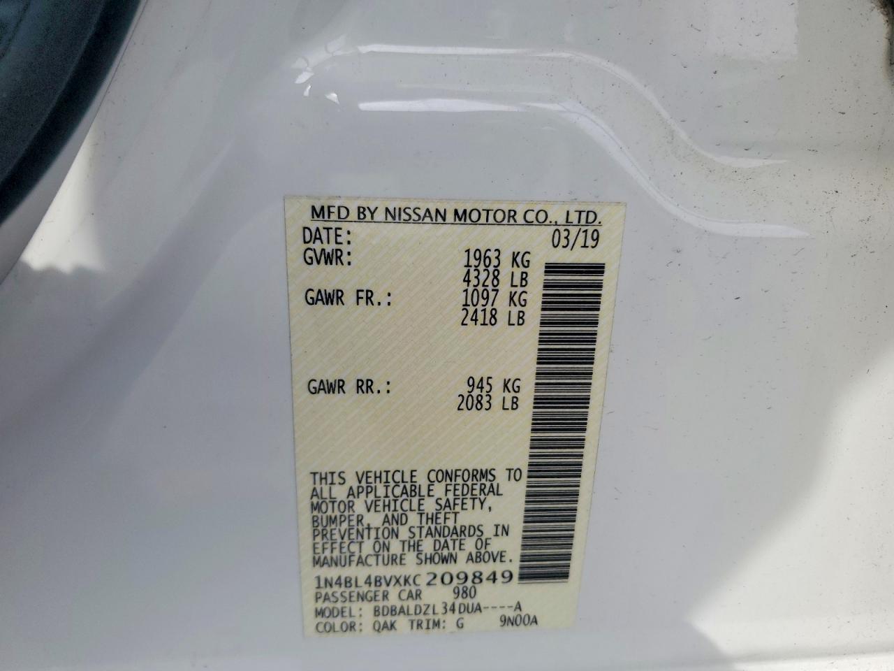 2019 NISSAN ALTIMA photo 23
