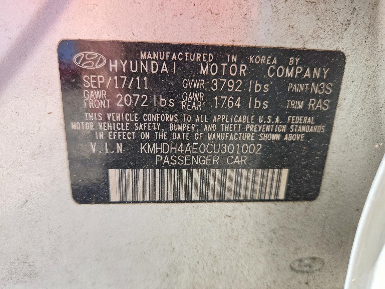 2012 HYUNDAI ELANTRA LIMITED photo 23