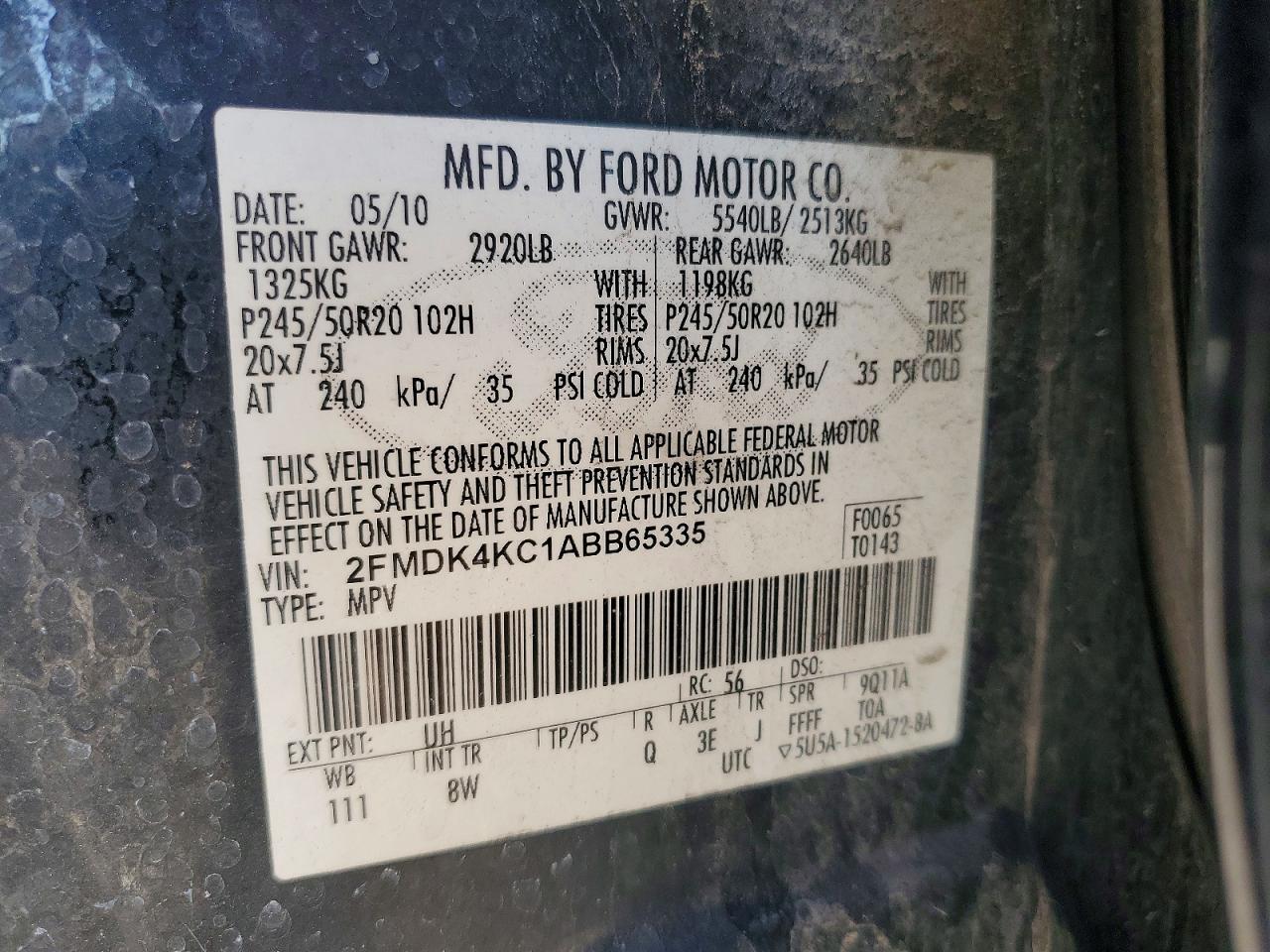 2010 FORD EDGE LIMITED photo 23