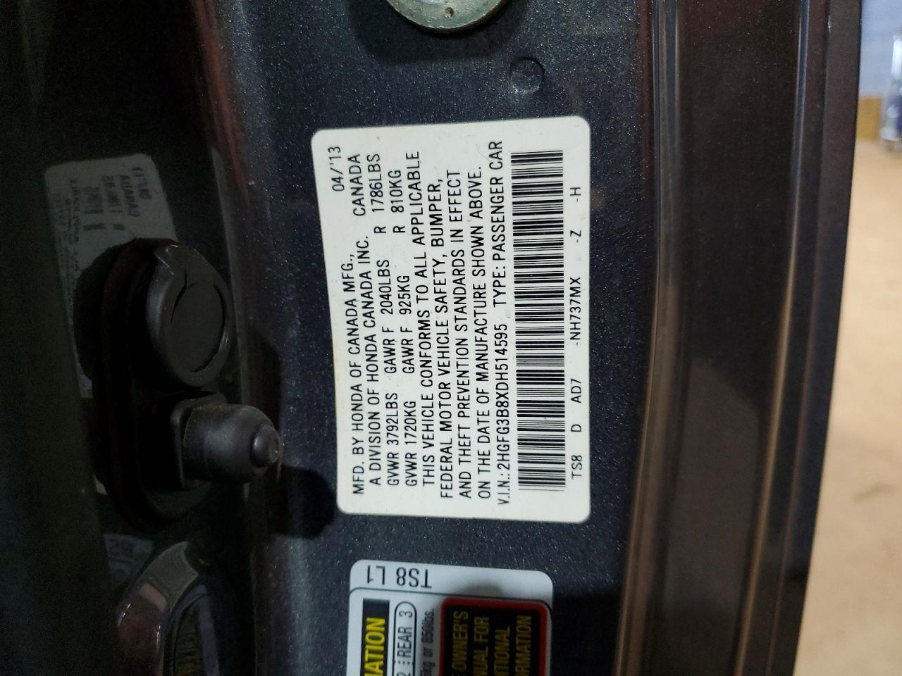 2013 HONDA CIVIC EX photo 25