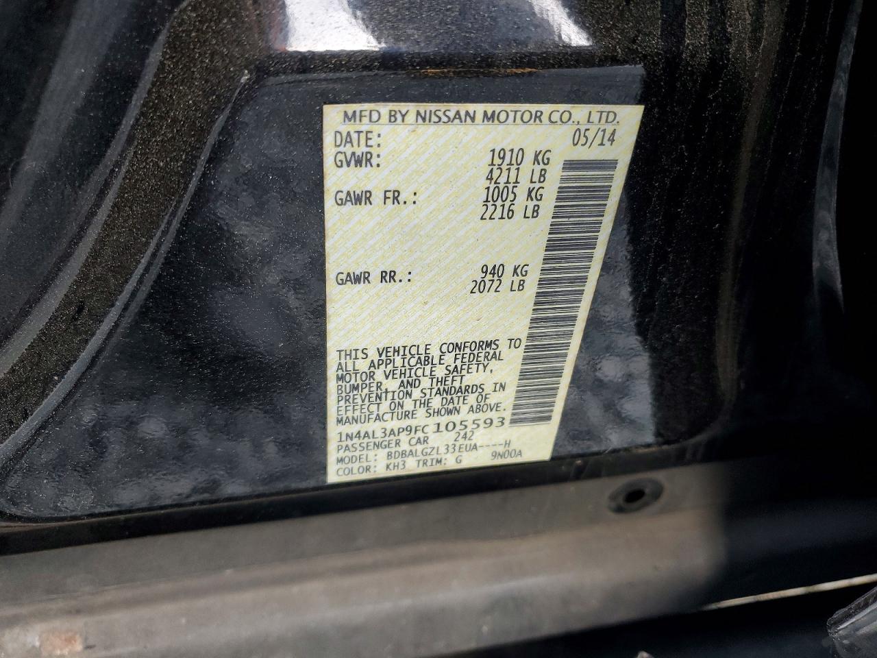 2015 NISSAN ALTIMA 2.5 S photo 34
