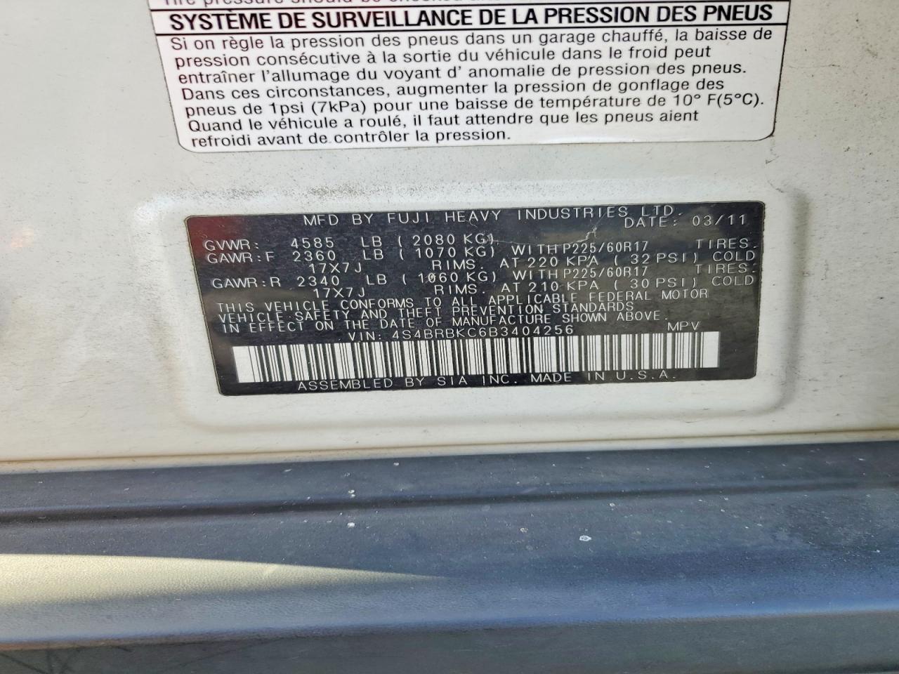 2011 SUBARU OUTBACK 2.5I LIMITED photo 14