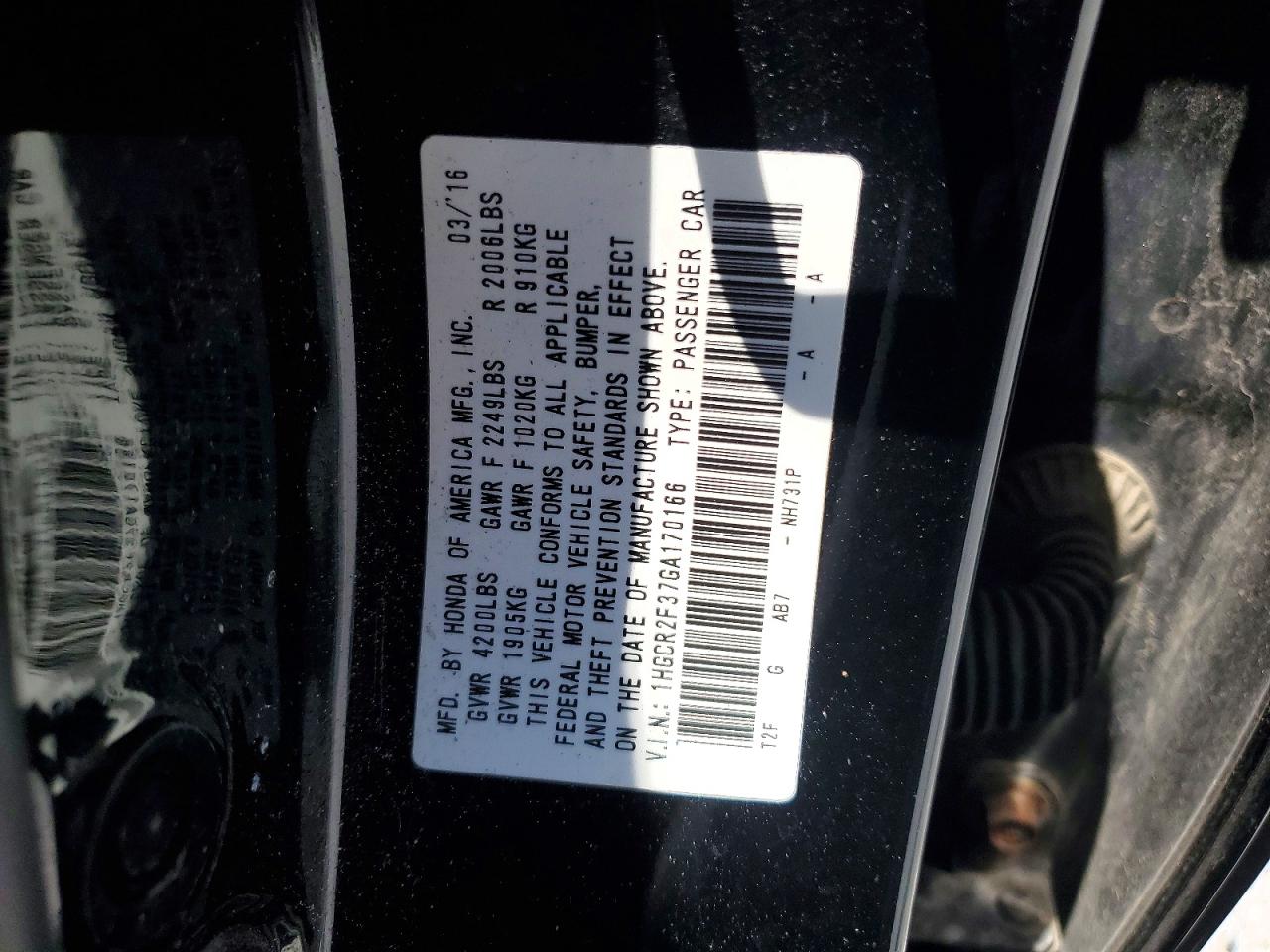 2016 HONDA ACCORD LX photo 23