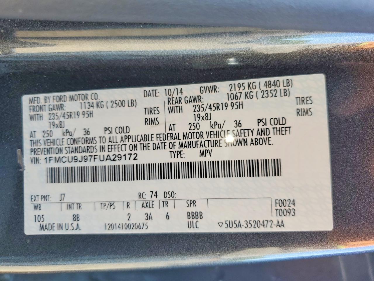 2015 FORD ESCAPE TITANIUM photo 12