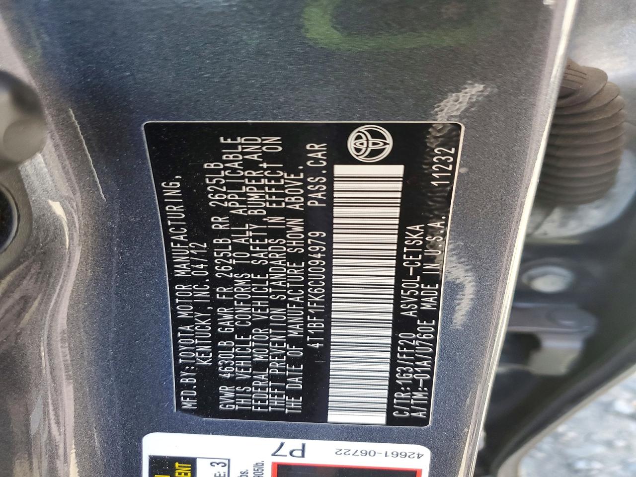 2012 TOYOTA CAMRY SE photo 23