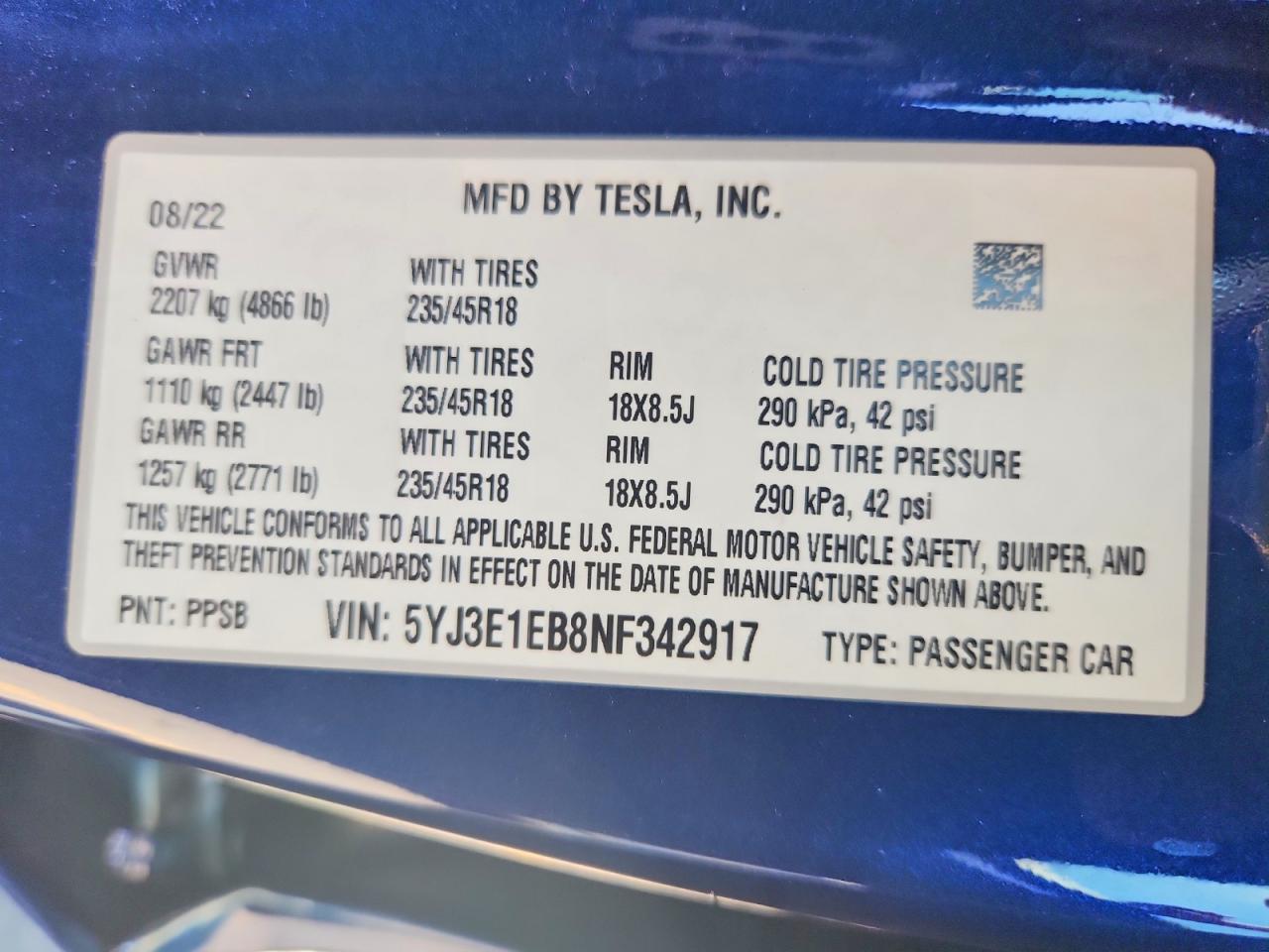 2022 TESLA MODEL 3 photo 37