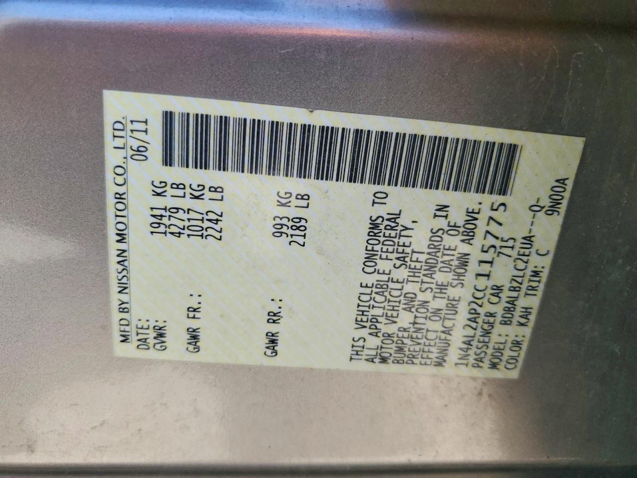 2012 NISSAN ALTIMA 2.5 photo 37