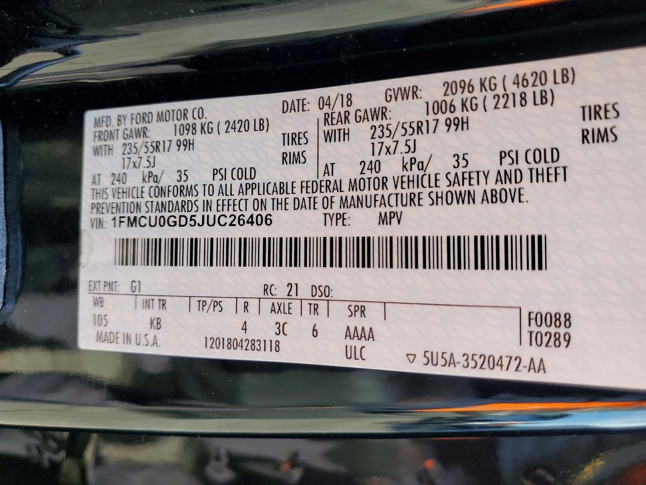 2018 FORD ESCAPE SE photo 25
