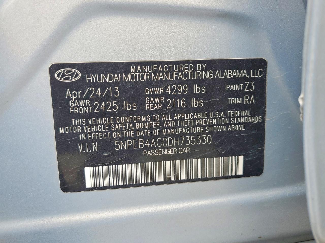 2013 HYUNDAI SONATA GLS photo 23