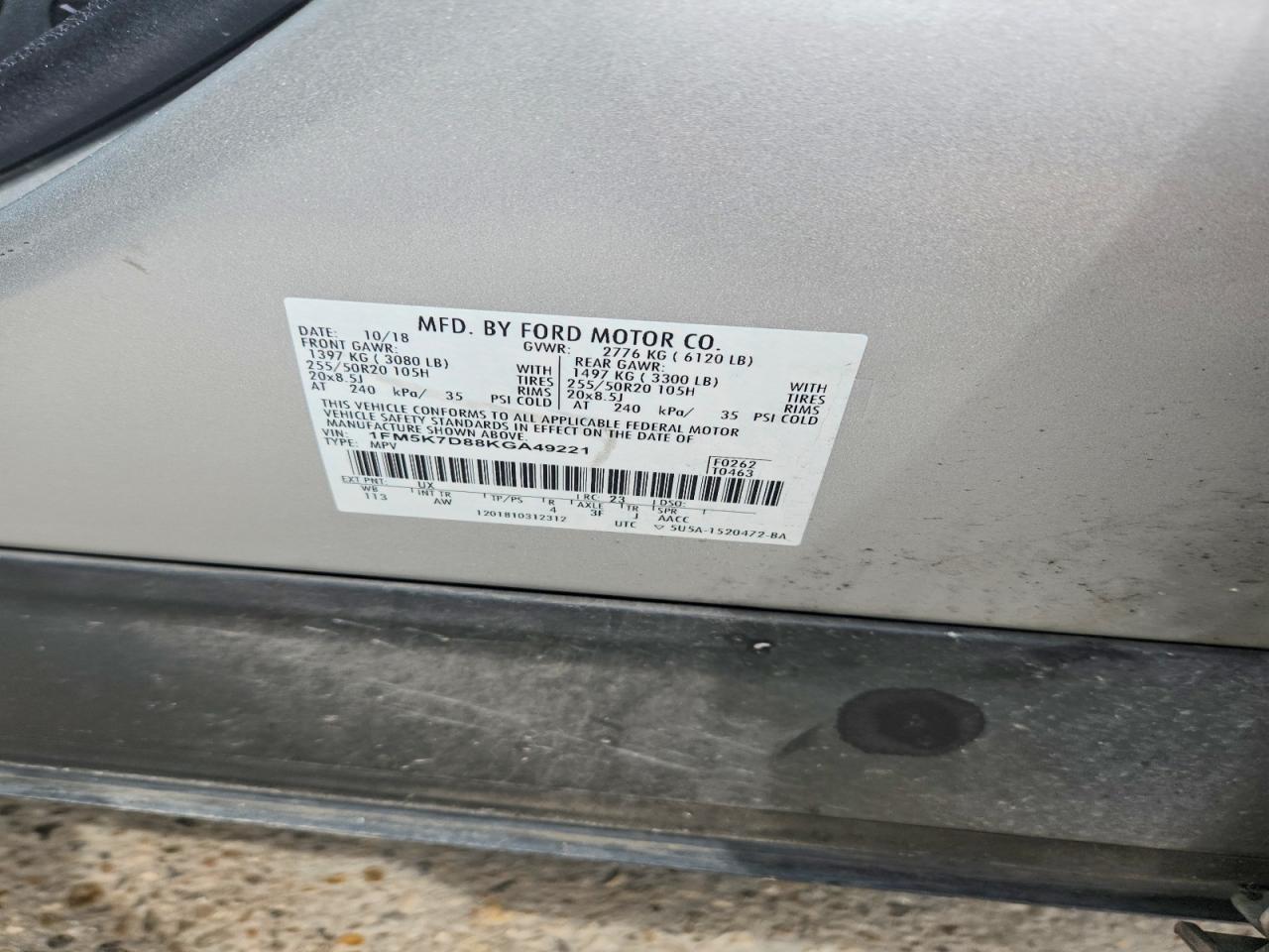 2019 FORD EXPLORER XLT photo 37