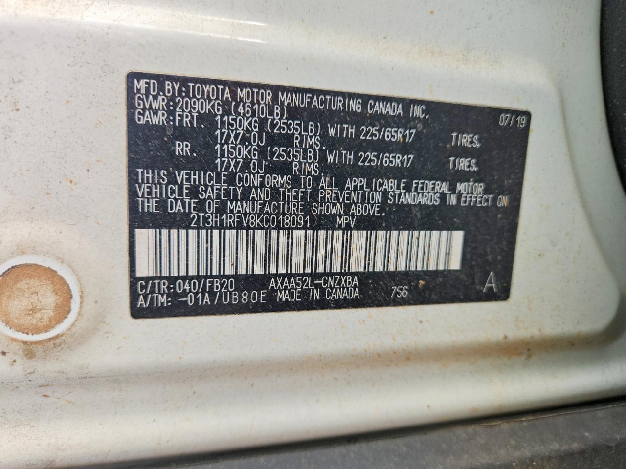 2019 TOYOTA RAV4 LE photo 37
