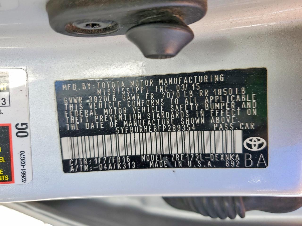 2015 TOYOTA COROLLA LE PLUS photo 34