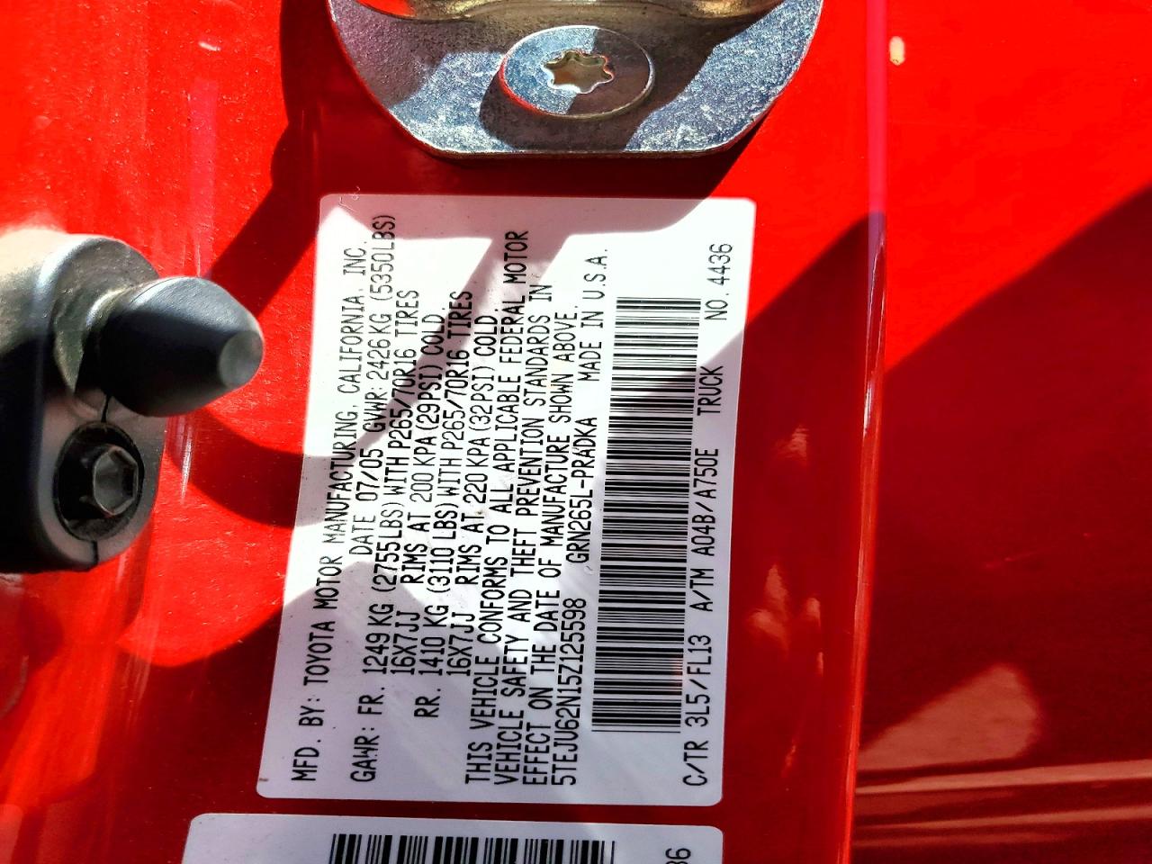 2005 TOYOTA TACOMA DOUBLE CAB PRERUNNER photo 37