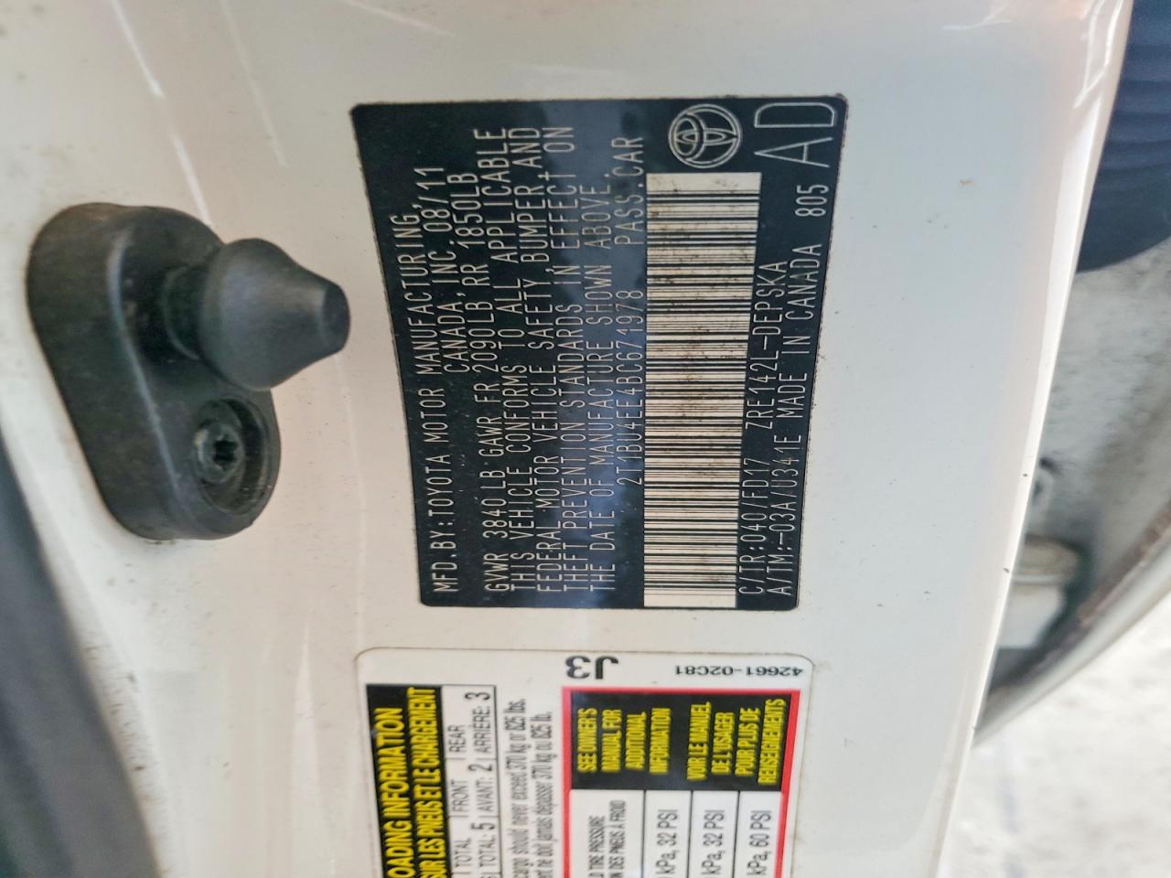 2011 TOYOTA COROLLA BASE photo 23