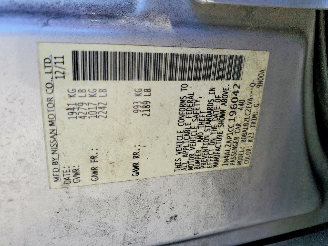 2012 NISSAN ALTIMA 2.5 photo 23