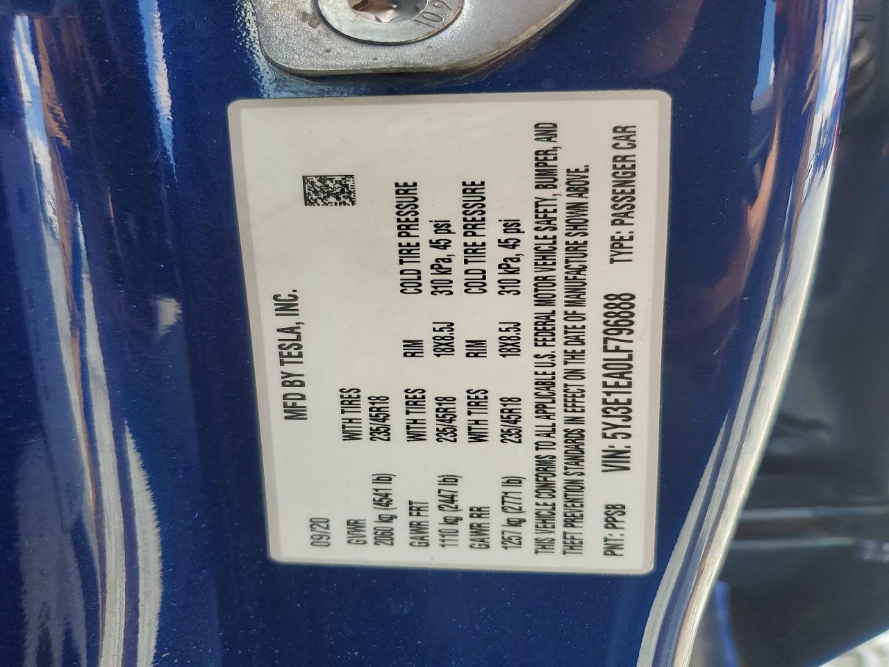 2020 TESLA MODEL 3 photo 37
