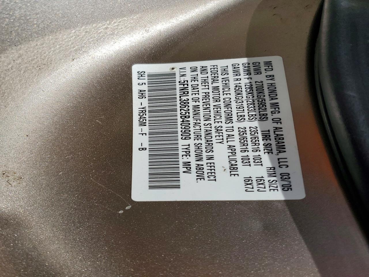2005 HONDA ODYSSEY EXL photo 37
