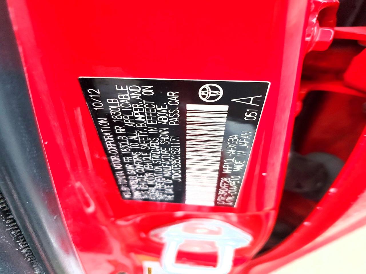 2012 TOYOTA PRIUS C THREE photo 12