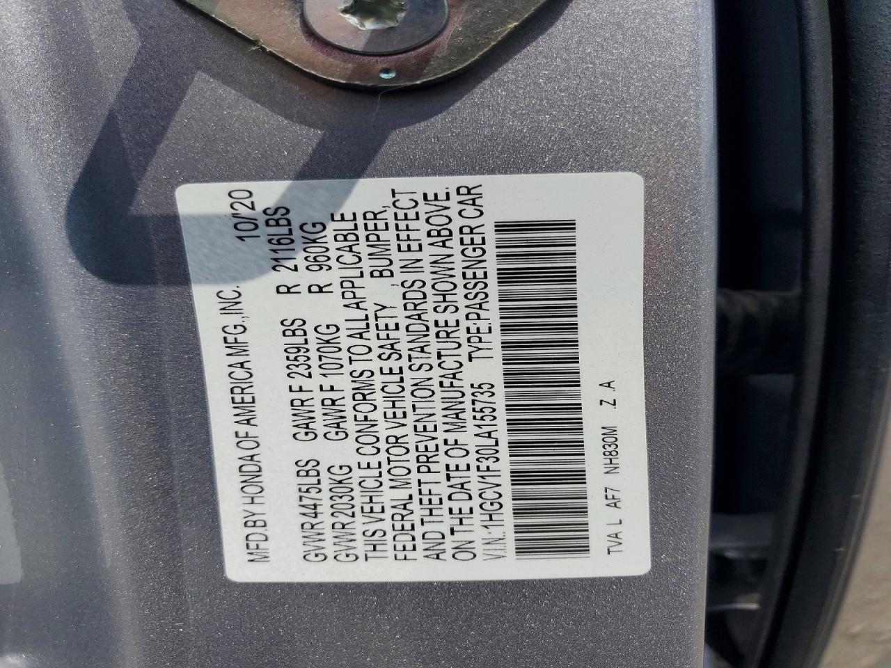 2020 HONDA ACCORD SPORT photo 13