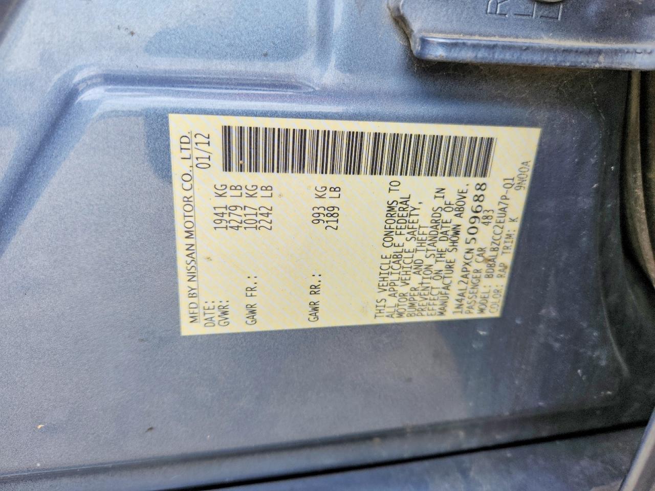2012 NISSAN ALTIMA 2.5 photo 23