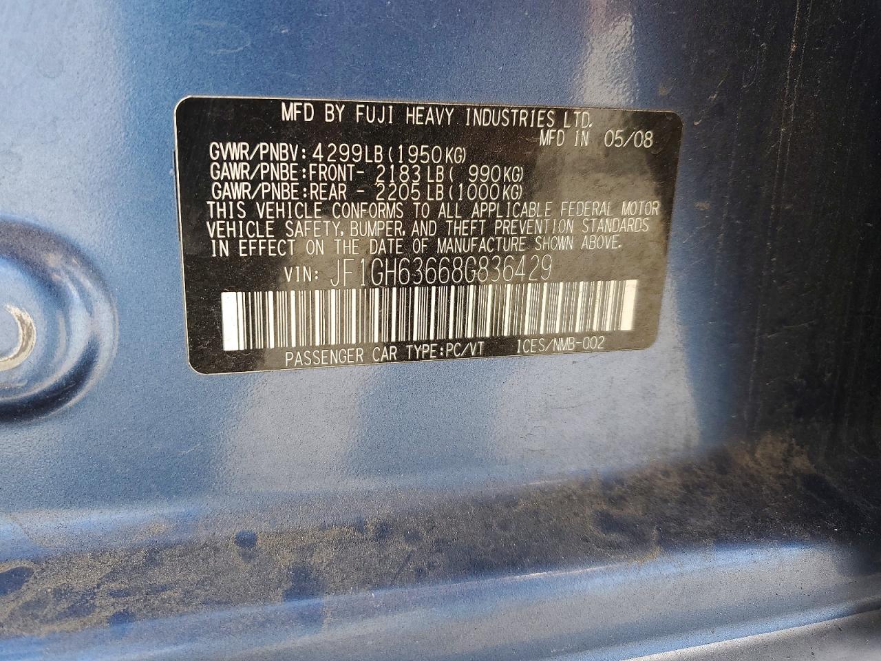 2008 SUBARU IMPREZA OUTBACK SPORT photo 23