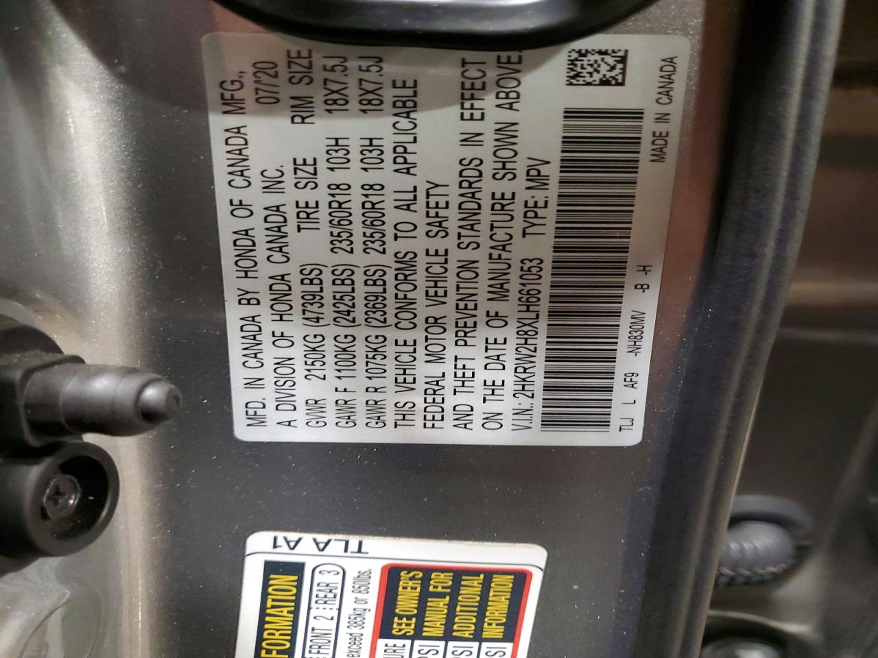 2020 HONDA CR-V EXL photo 27