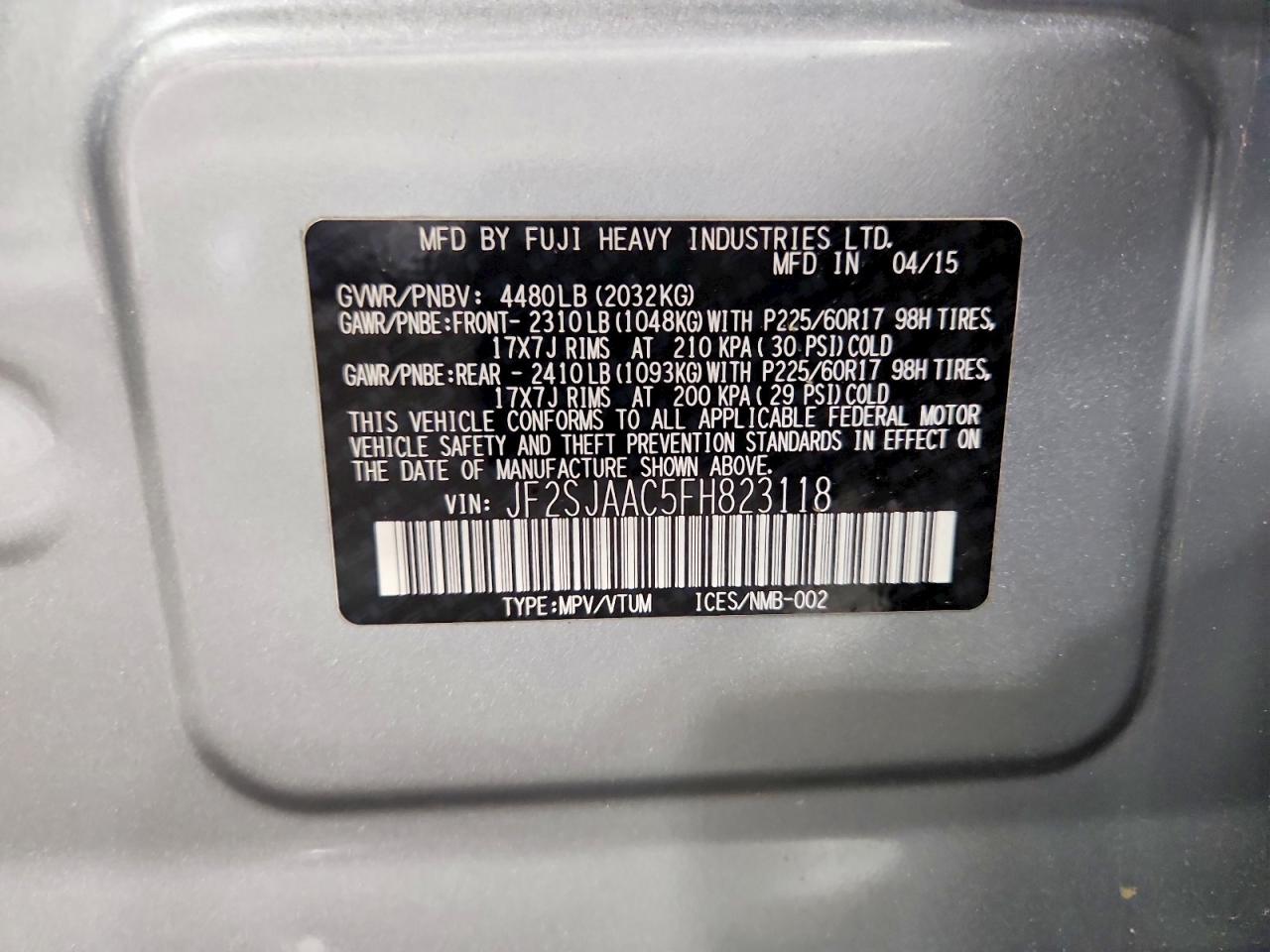 2015 SUBARU FORESTER 2.5I photo 25