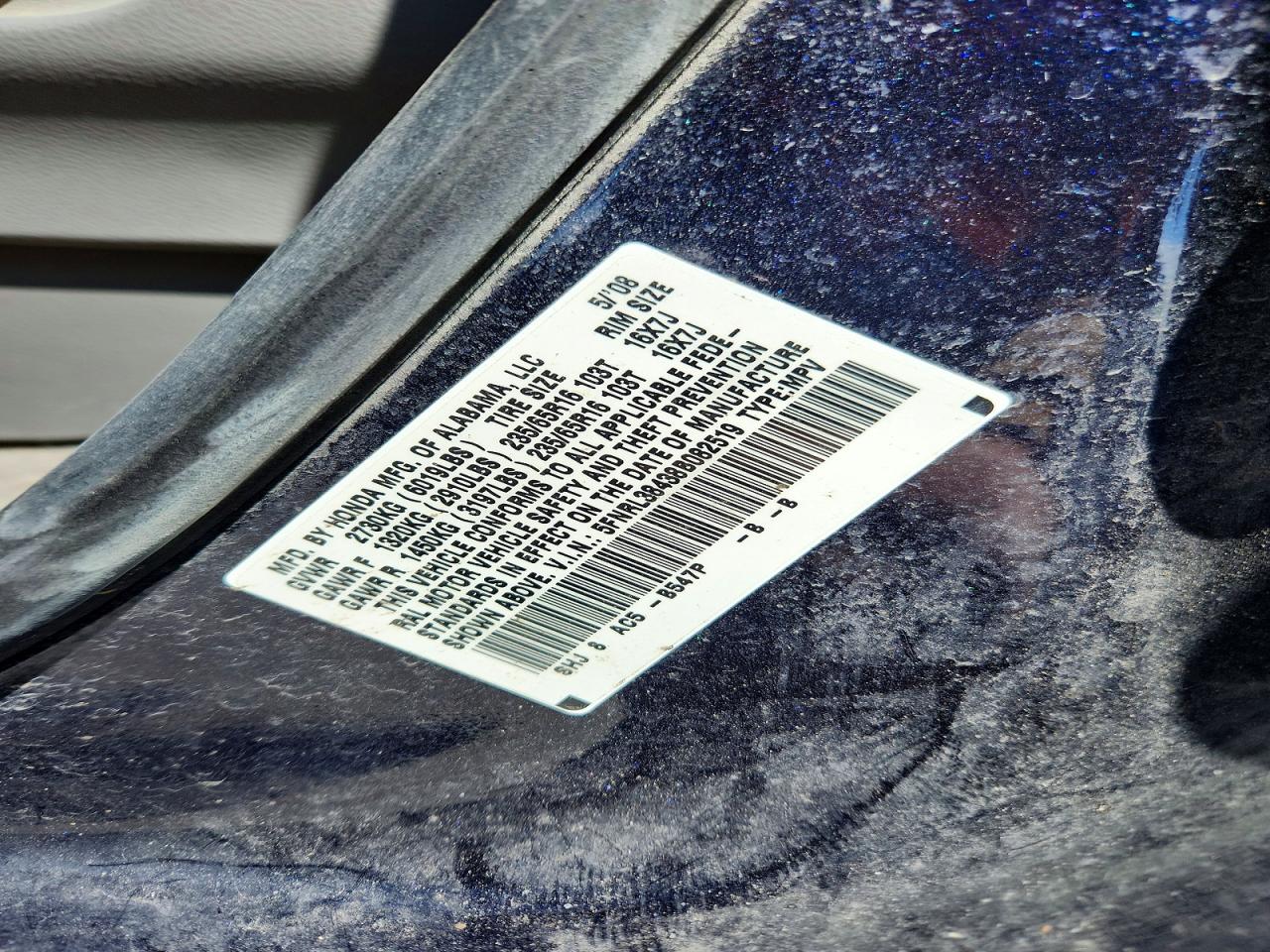 2008 HONDA ODYSSEY EX photo 13