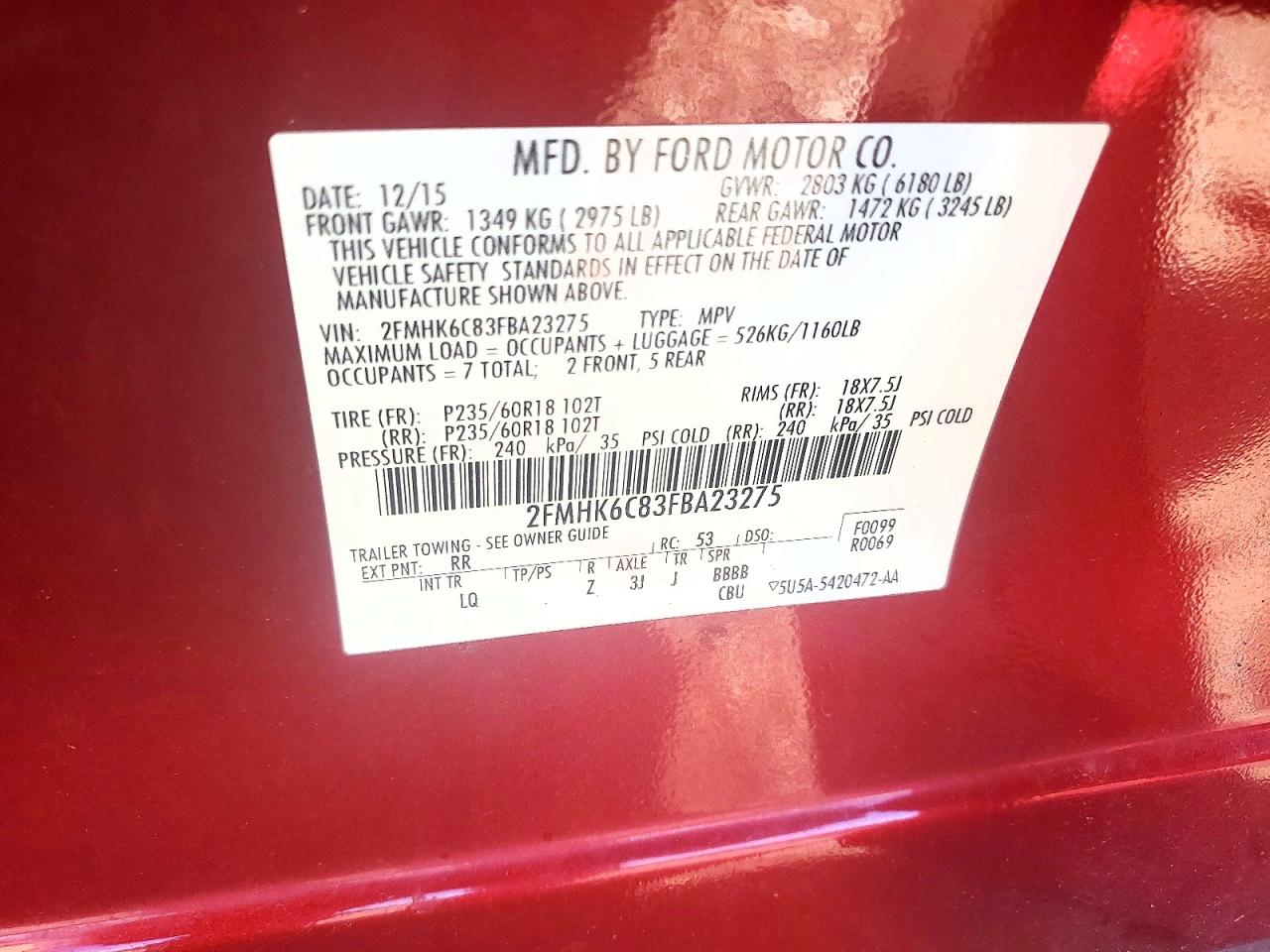2015 FORD FLEX SEL photo 25