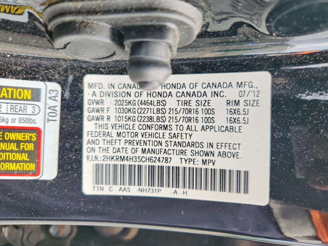 2012 HONDA CR-V LX photo 14
