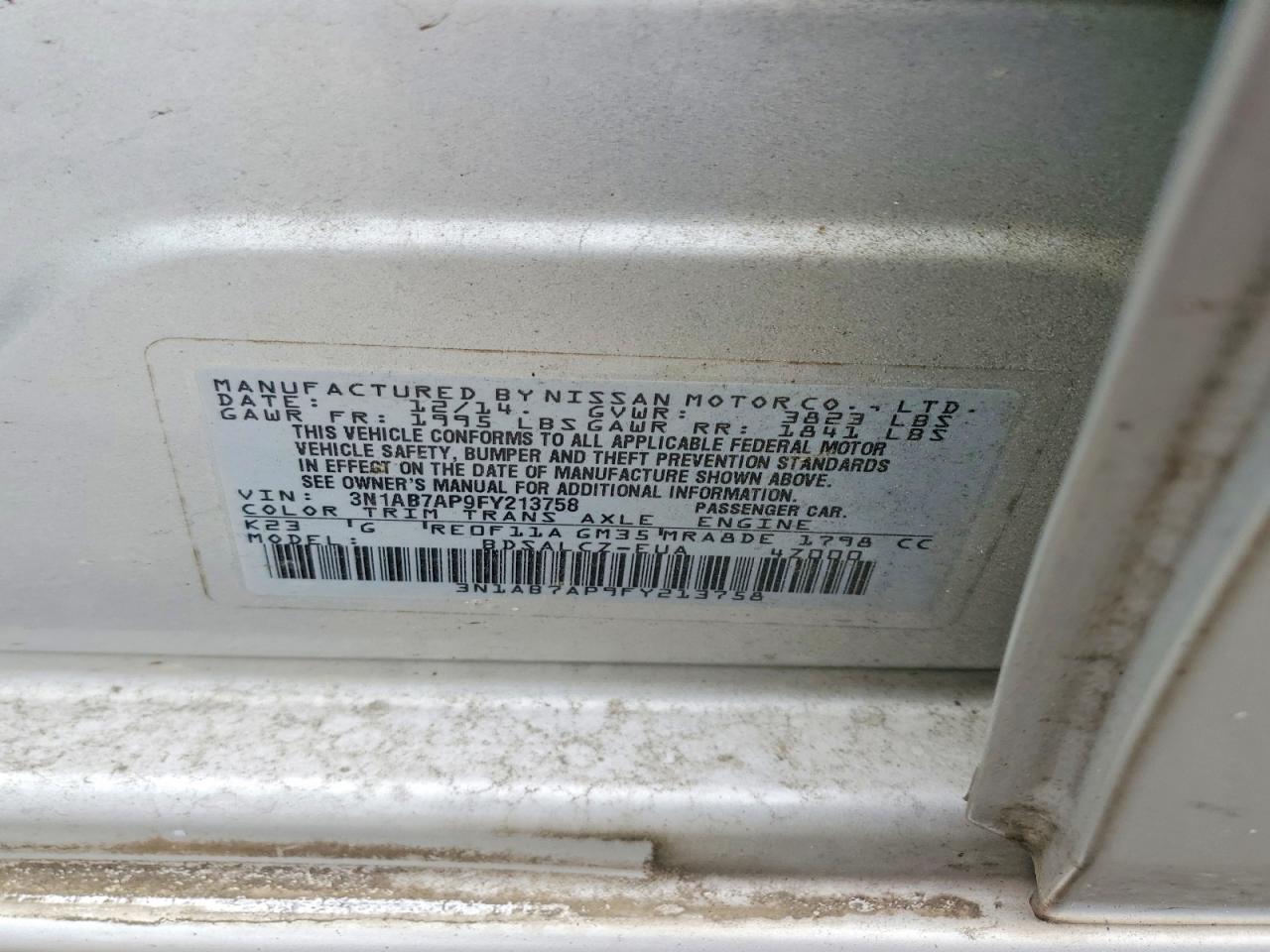 2015 NISSAN SENTRA S photo 23