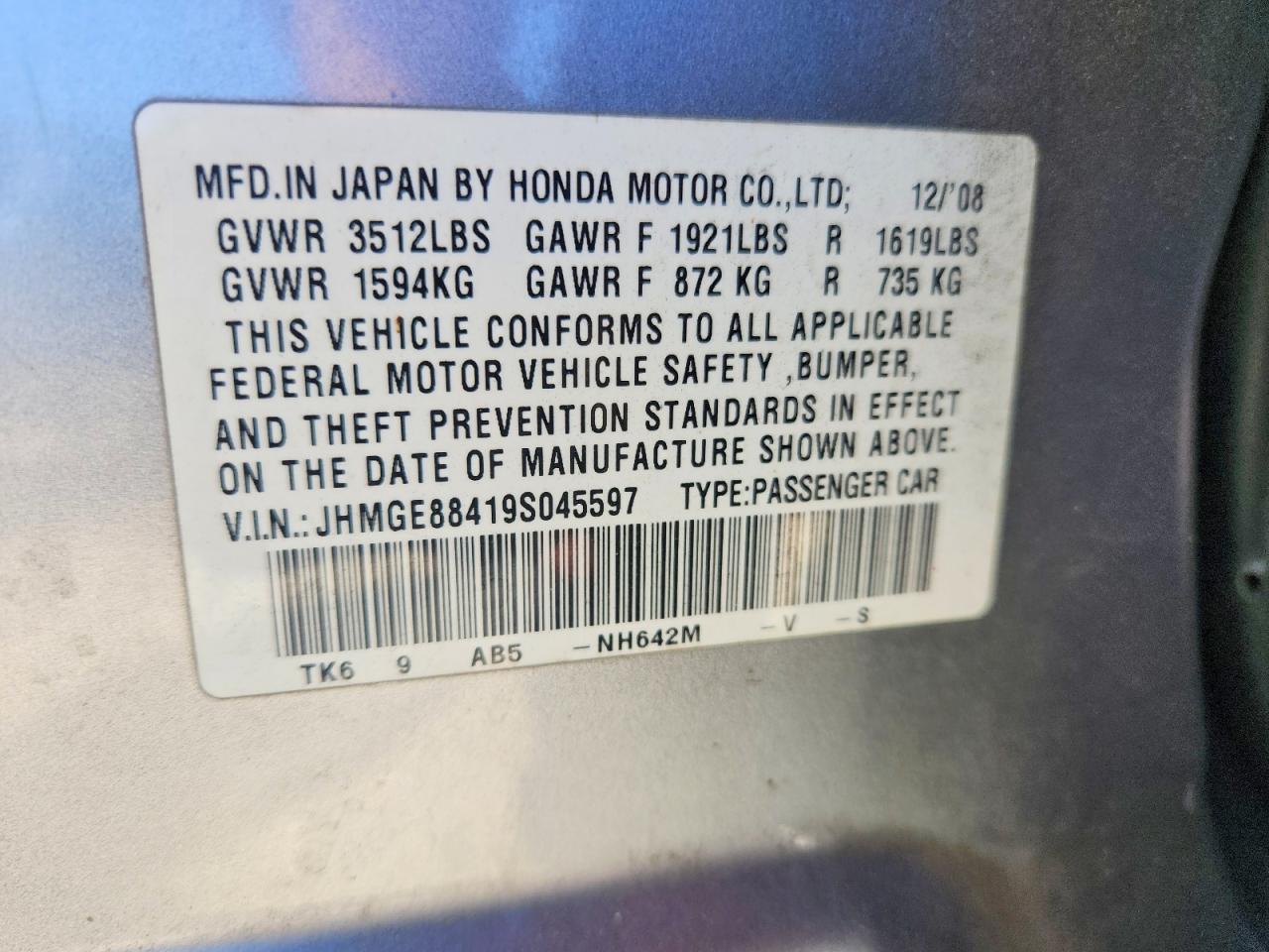 2009 HONDA FIT SPORT photo 34