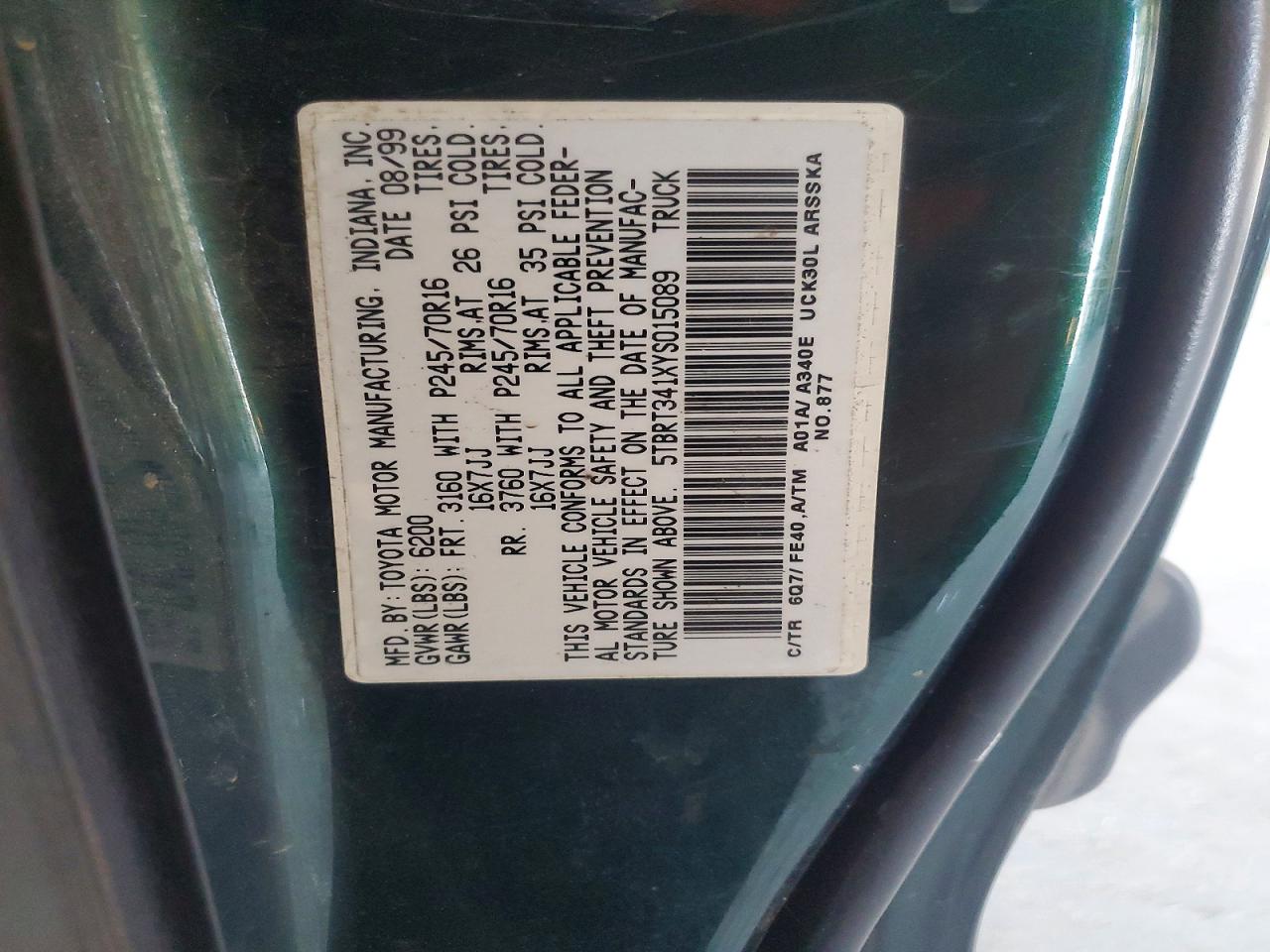 2000 TOYOTA TUNDRA SR5 photo 37