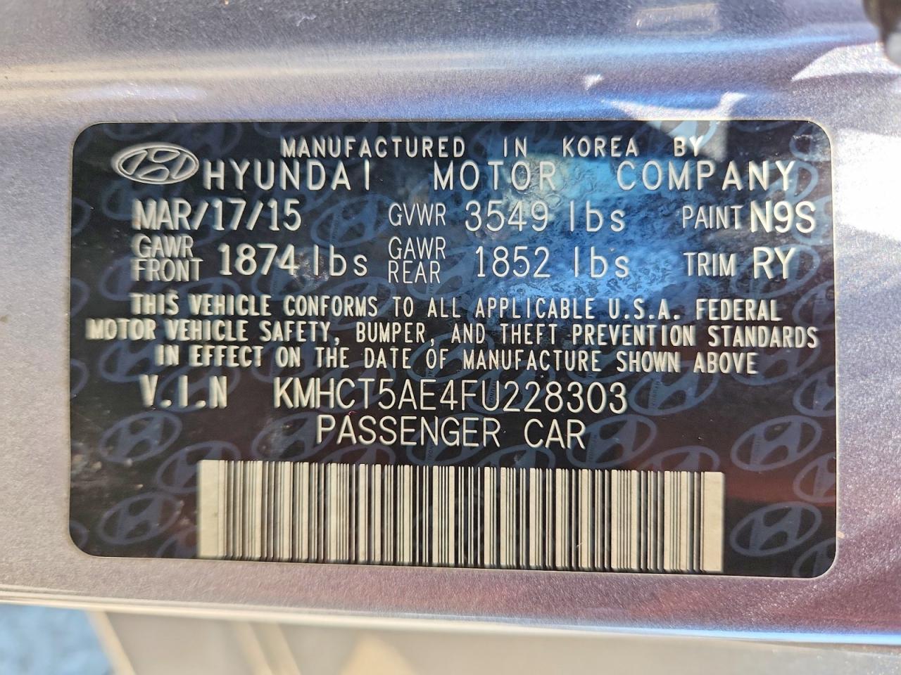 2015 HYUNDAI ACCENT GS photo 23