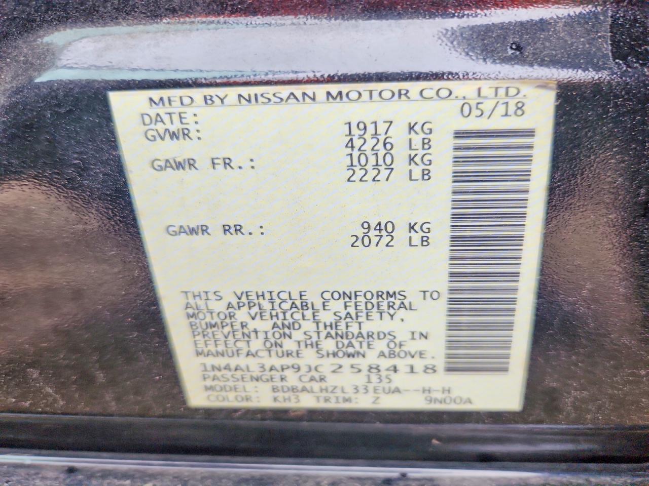 2018 NISSAN ALTIMA 2.5 SR photo 25