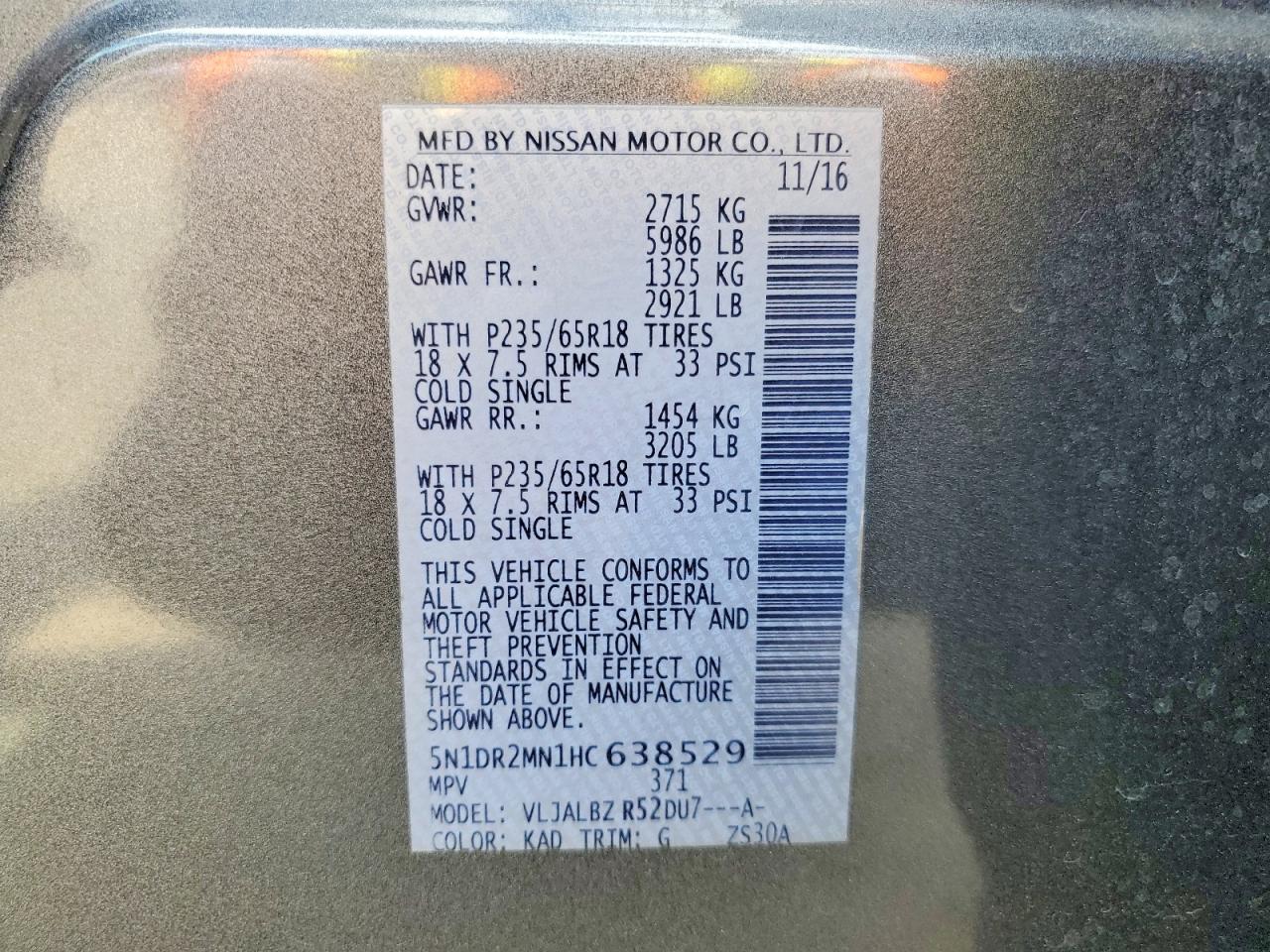2017 NISSAN PATHFINDER S photo 37