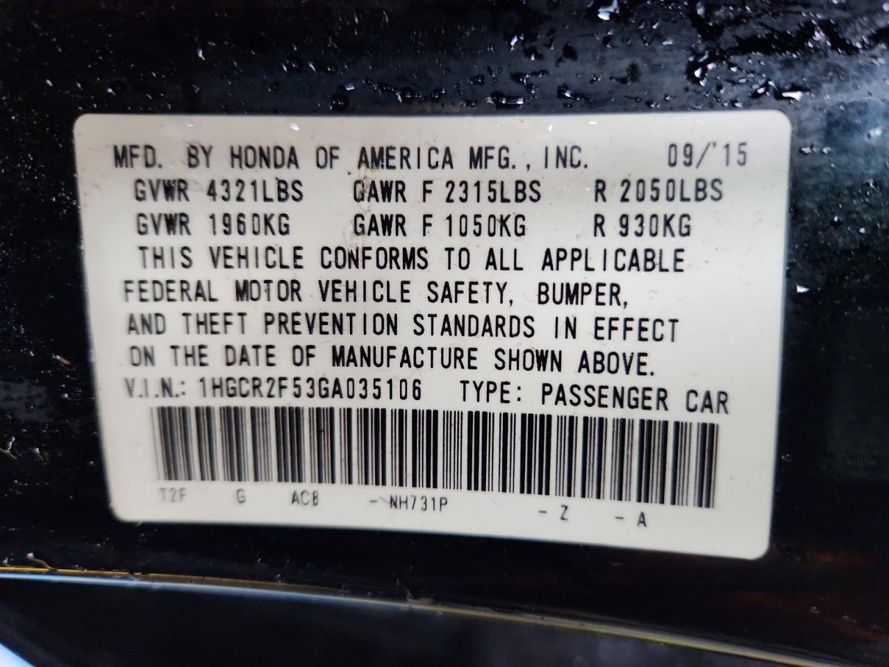 2016 HONDA ACCORD SPORT photo 34