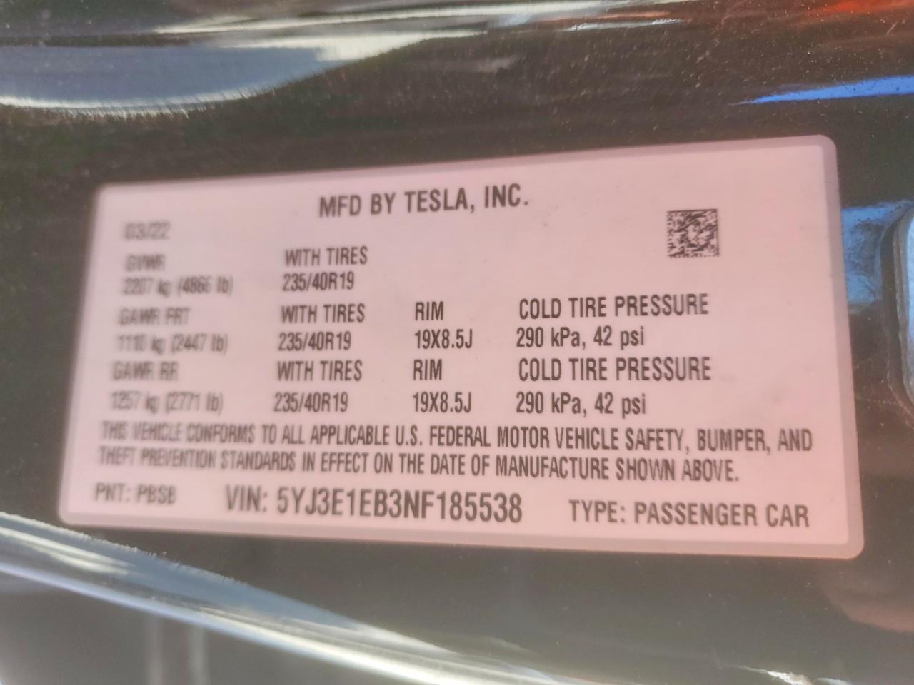 2022 TESLA MODEL 3 photo 34