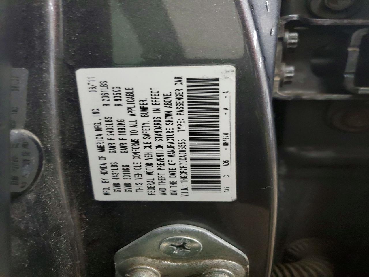 2012 HONDA ACCORD EX photo 37