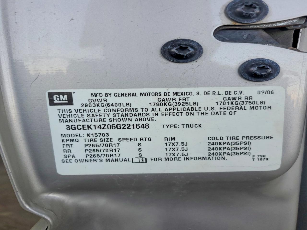 2006 CHEVROLET SILVERADO K1500 photo 34