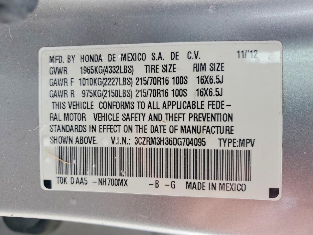 2013 HONDA CR-V LX photo 25
